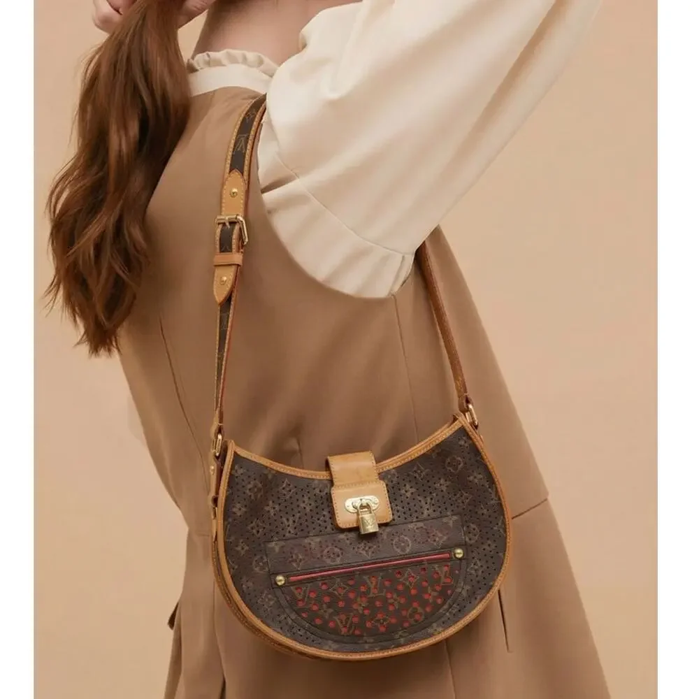 Authentic Louis Vuitton Monogram Perfo Demi-Lune in Orange Bag - Picture 1 of 15